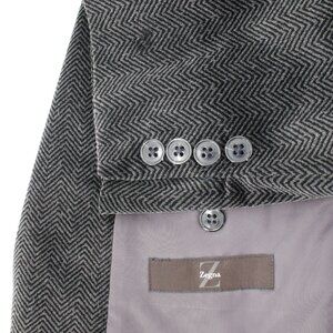 Z zegna sport coat Mens 46L velvet two button herringbone cotton blend casual